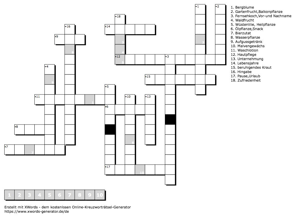True Kreuzworträtsel